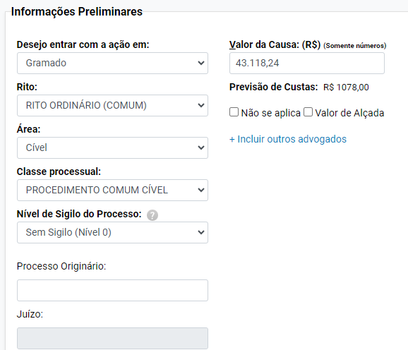 Formulário de Informações Preliminares